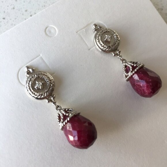 ruby /diamond silver earring - Picture 1 of 4